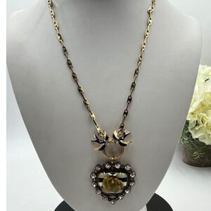 Betsey Johnson In the Navy Nautical Heart Rhinestone Necklace
White‎ Blue Gold